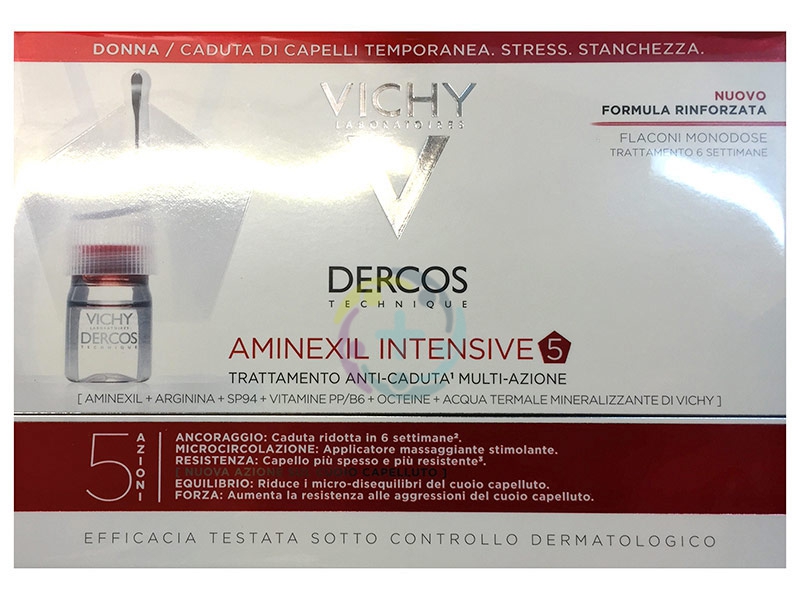 Dercos Linea Aminexil Intensive Trattamento Anticaduta 5 Azioni Donna 21 Fiale